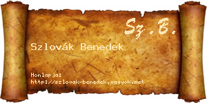 Szlovák Benedek névjegykártya